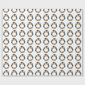 Schattigee Pinguïn Cartoon Custom Winter White Cadeaupapier (Vlak)