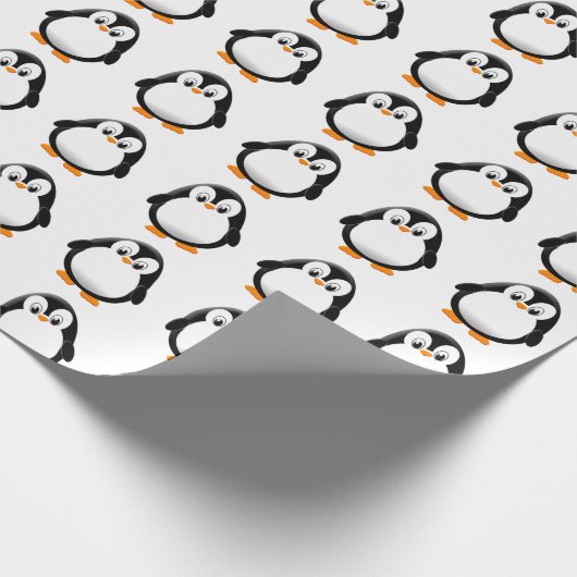 Schattigee Pinguïn Cartoon Custom Winter White Cadeaupapier (Hoek)