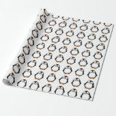 Schattigee Pinguïn Cartoon Custom Winter White Cadeaupapier (Uitgerold)