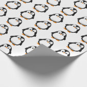 Schattigee Pinguïn Cartoon Custom Winter White Cadeaupapier (Hoek)