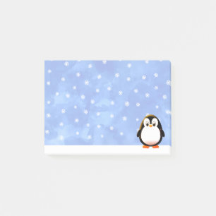 Schattigee Pinguïn Cartoon Sneeuwvlokken Waterverf Post-it® Notes