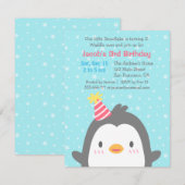 Schattigee pinguïn december verjaardagsfeestje uit kaart (Voorkant / Achterkant)