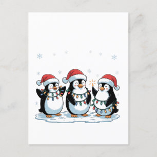Schattigee Pinguïn Dragen Santa Hat Xmas Pinguïn L Feestdagenkaart