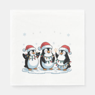Schattigee Pinguïn Dragen Santa Hat Xmas Pinguïn L Servet