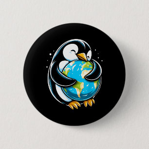 Schattigee pinguïn Earth Day Funny Animal Earth Da Ronde Button 5,7 Cm