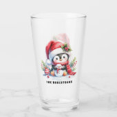 Schattigee Pinguïn en Sneeuwman Custom Family Kers Glas (Achterkant)