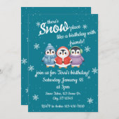 Schattigee pinguïn "er is sneeuwplaats" Verjaardag Kaart (Voorkant / Achterkant)