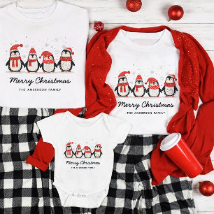 Schattigee Pinguïn Familienaam Kerst T-shirt