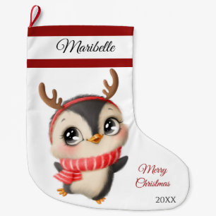 Schattigee pinguïn grote kerstkous kerstsok