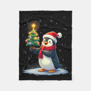 Schattigee Pinguïn Kerstboom Pajama Meisjes Jongen Fleece Deken