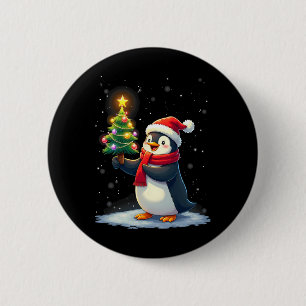 Schattigee Pinguïn Kerstboom Pajama Meisjes Jongen Ronde Button 5,7 Cm