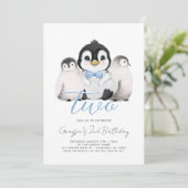 Schattigee Pinguïn Kinder 2e Verjaardag Kaart (Staand voorkant)