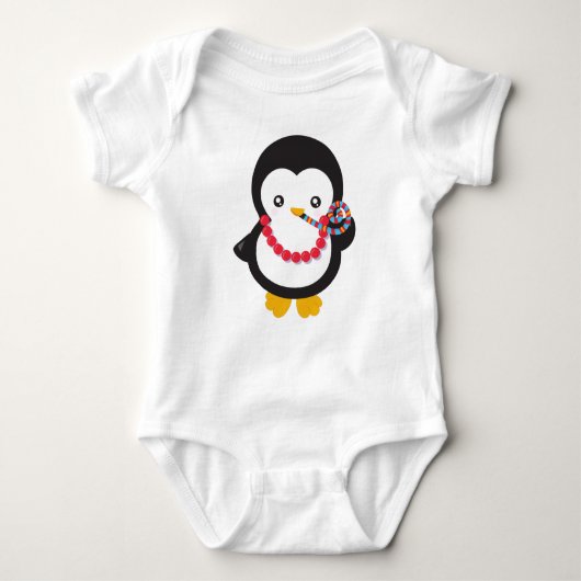 Schattigee Pinguïn, Kleine Pinguïn, Feestfluitje Romper (Voorkant)