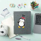 Schattigee pinguïn, kleine pinguïn, hoge hoed sticker (iPad Cover)