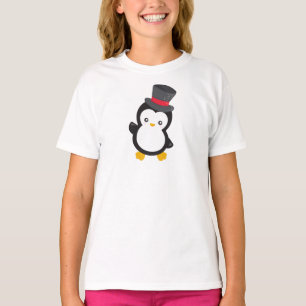 Schattigee pinguïn, kleine pinguïn, hoge hoed t-shirt