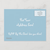 Schattigee Pinguïn met Gestreepte Sjaal  Uitnodiging Briefkaart (Achterkant)