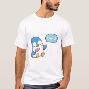 Schattigee pinguïn met ijsje zegt kou t-shirt