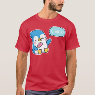 Schattigee pinguïn met ijsje zegt kou t-shirt