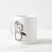Schattigee pinguïn met sjaal en Holly Koffiemok (Voorkant links)