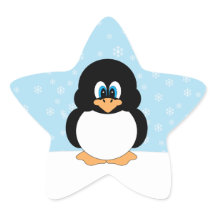 Schattigee Pinguïn met Sneeuwvlokken Stickers