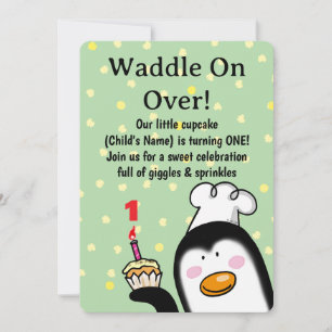 Schattigee Pinguïn Verjaardag (1e verjaardag) Kaart