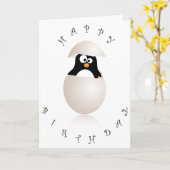 Schattigee pinguïn verjaardagskaart kaart (Gele Bloem)