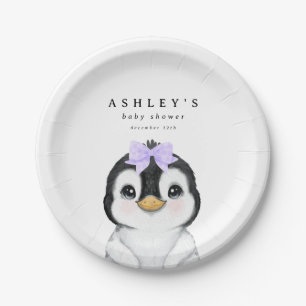 Schattigee Pinguïn Winter Baby shower Papieren Bordje