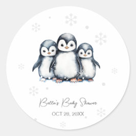 Schattigee Pinguïn Winter Baby shower Ronde Sticker