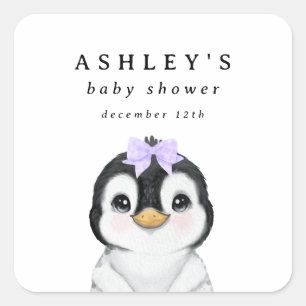 Schattigee Pinguïn Winter Baby shower Vierkante Sticker