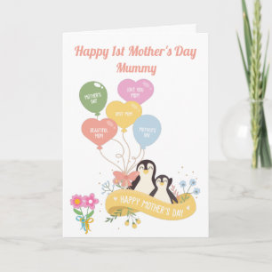 Schattigee pinguïns 1e Moederdag Kaart