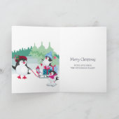 Schattigee pinguïns in het sneeuwbos Vrolijk kerst Feestdagen Kaart (Binnen)