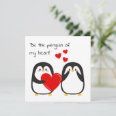 Schattigee pinguïns in liefde - vierkante kaart (Staand voorkant)