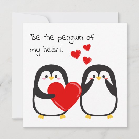 Schattigee pinguïns in liefde - vierkante kaart (Voorkant)