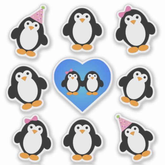 Schattigee Pinguïns Sticker Set (Voorkant)