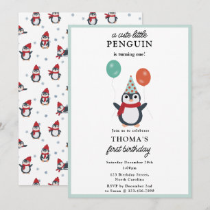 Schattigee Pinguïns Winter Kinder Jongensdieren Ve Kaart