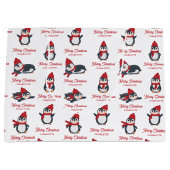 Schattigee Pinguïns Winter Vrolijk Kerstfeest Cust Groot Cadeauzakje (Voorkant)