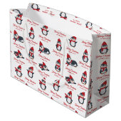 Schattigee Pinguïns Winter Vrolijk Kerstfeest Cust Groot Cadeauzakje (Achterkant Gekanteld)