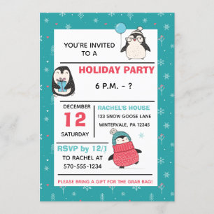 Schattigee pinguïns wintervakantie kerstfeest kaart