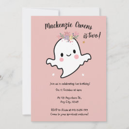 Schattigee Pink Ghost Verjaardag Kaart