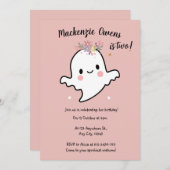 Schattigee Pink Ghost Verjaardag Kaart (Voorkant / Achterkant)