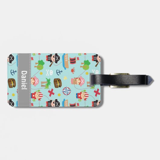 Schattigee Pirate Adventure Treasure Kinder Bagage Bagagelabel (Achterkant horizontaal)