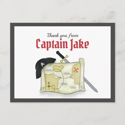 Schattigee Pirate Simple Bedankt Custom Briefkaart (Voorkant)