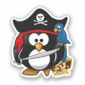 Schattigee Piratenpinguïn met papegaai Sticker (Voorkant)
