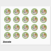 Schattigee Pit Bull Puppy met Spring Flower Ronde Sticker (Vel)