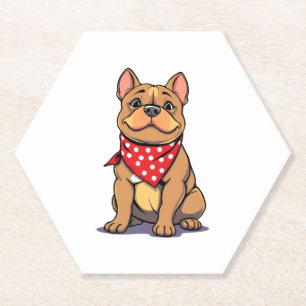 Schattigee Pitbull Bulldog met Bandana Funny Dog L Kartonnen Onderzetters