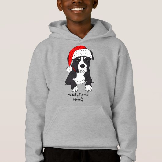 Schattigee Pitbull Cartoon met Santa Hat (Voorkant)