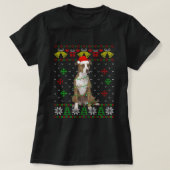 Schattigee Pitbull Dog Santa Hat Ugly Sweater xmas T-shirt (Design voorkant)