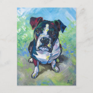 Schattigee pitbull schilderij briefkaart