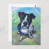 Schattigee pitbull schilderij briefkaart (Voorkant / Achterkant)