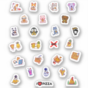 Schattigee Pizza Astronaut Dierenananas Pack Sticker
